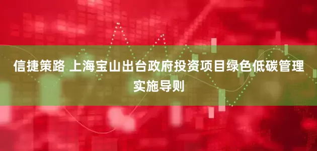 信捷策路 上海宝山出台政府投资项目绿色低碳管理实施导则